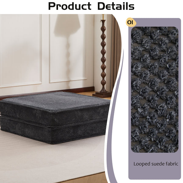 English Elm Compression Modular Sofa Bed - Convertible Boneless Design, Plush Fleece, No Assembly, Dark Grey W3723P377152