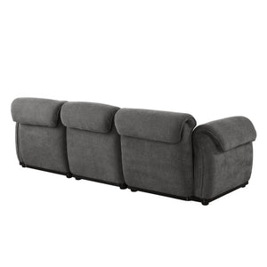 English Elm 102 Inch Linen Modular Sectional Sofa with Hidden Storage and Cloud Cushion Comfort Grey W1099S00205