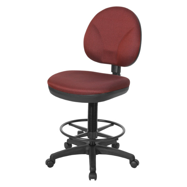OSP Home Furnishings Sculptured Ergonomic Drafting Chair with Lumbar Support Padded Seat and Footring Wine DC550-298