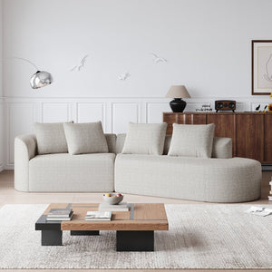 English Elm Modern Oversized Sectional Sofa - 112-Inch Chenille 4-Seater Cloud Couch With Throw Pillows & Comfort W834P323317