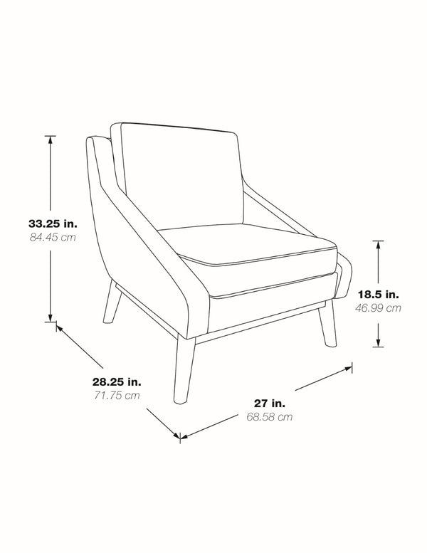 OSP Home Furnishings Mid-century Open Arm Club Chair with Solid Wood Legs and Plush Fiber Seat Cushions Navy SL4411R-MC3