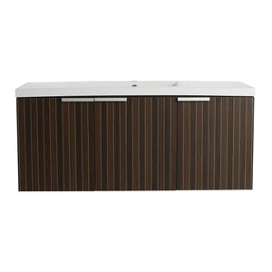 English Elm 48 Inch Silver-Brown Stripe Vanity with Resin Sink, Wall-Mounted 3-Door Storage, Soft-Close Hinges W999P206328