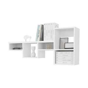 English Elm White Wall-Mounted Shelf Unit 5-Shelf Floating Organizer for Small Spaces, Modern White Finish, Easy Install B062P252161