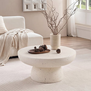 English Elm 27.5" Round Mgo Terrazzo Coffee Table Weather Resistant for Patio or Living Room N772P262020T