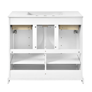 English Elm 36'' Bathroom Vanity with Ceramic Sink Combines Retro Solid Wood Frame, Soft-Close Drawers & Ample Storage White N710P195628K
