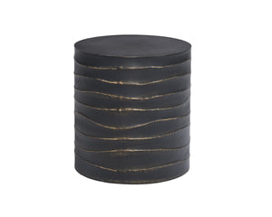 Sunpan Corey End Table - Handcrafted Concrete Design with Brass Accents for Stylish Indoor and Outdoor Spaces Black