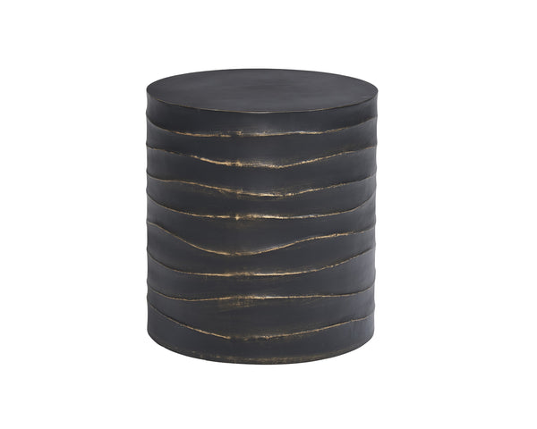 Sunpan Corey End Table - Handcrafted Concrete Design with Brass Accents for Stylish Indoor and Outdoor Spaces Black