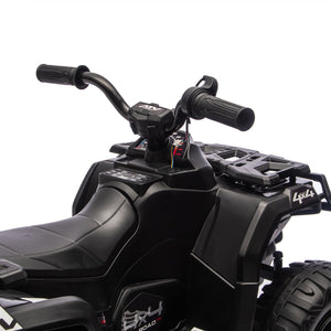 English Elm 24v Kids Electric Ride-on Atv with Dual Motors Bluetooth Led Lights and Flag Poles Black W1578P305893