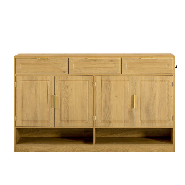 English Elm U-Style Farmhouse Sideboard With 3 Drawers & 4 Doors – Stylish Storage Buffet For Every Room! N711P345213O-GIGA