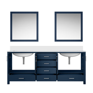 English Elm Navy Double Bath Vanity 80" W x 22" D with Cultured Marble Top, Soft-Close Drawers, Mirror Included B2731S00896