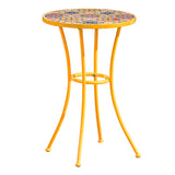 Christopher Knight Home® - Noble House - Barnsfield Outdoor Yellow Ceramic Tile Side Table with Iron Frame