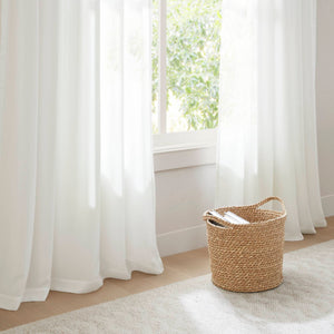 English Elm 2 Pcs 52X95" Elegant White Rod Pocket & Back Tab Curtains For Privacy, Light Control, & Style B035P319836