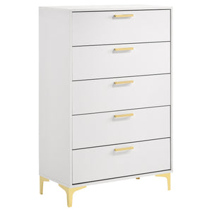 English Elm Karena White 5-Drawer Chest - Timeless Melamine Dresser with Ample Storage, Sleek Versatile Design B062P344887