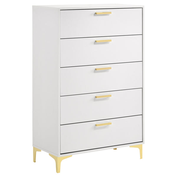 English Elm Karena White 5-Drawer Chest - Timeless Melamine Dresser with Ample Storage, Sleek Versatile Design B062P344887