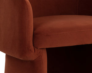 Sunpan LAURYN Lounge Chair in Meg Rust - Modern Barrelback Design for Stylish Comfort in Any Space 109755V