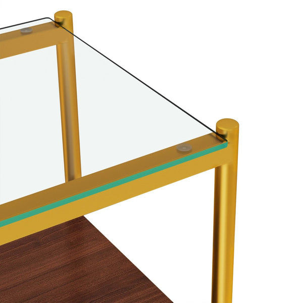 English Elm Set Of 2 Modern Rectangle End Tables With Tempered Glass Top, Mdf Shelf & Sturdy Iron Legs W241P184248-GIGA