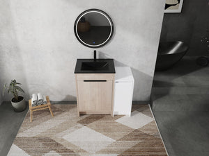 English Elm 36 Inch Freestanding Bathroom Vanity With Black Sink, Soft-Close Doors & Ample Storage Solutions W999S00303