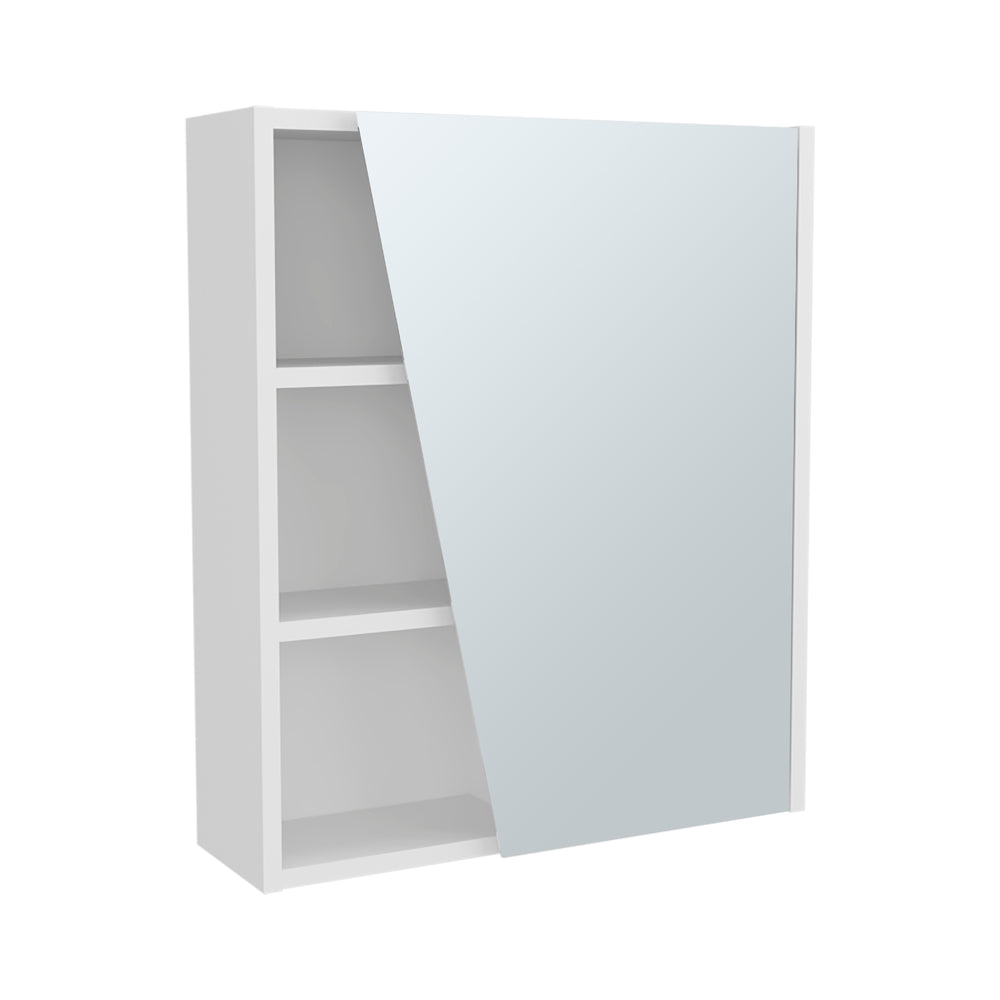English Elm Quintana Mirror Medicine Cabinet with One Door & 4 Open Shelves, Wall-Mounted White MDF Storage Solution B070P337116