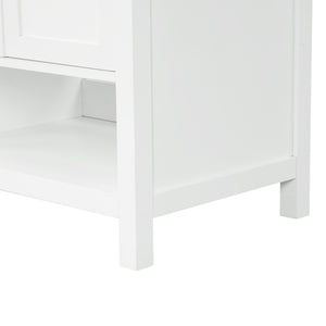 English Elm 36" Freestanding Bathroom Vanity Solid Wood Mdf Cabinet Ceramic Undermount Sink Open Shelf White N725P364203K