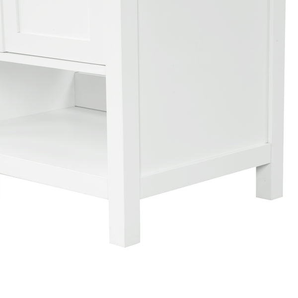 English Elm 36" Freestanding Bathroom Vanity Solid Wood Mdf Cabinet Ceramic Undermount Sink Open Shelf White N725P364203K