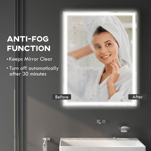 English Elm HOMCOM LED Bathroom Mirror 36"x28" Dimmable Touch Control, 3 Color Temps, Defogging, IP44 W2225P173994