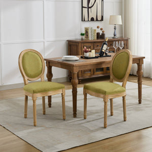 English Elm A&A French Style Solid Wood Dining Chair with Antique Paint, Linen Rattan Back, Plush Cushioning W1143P323333 W1143P323333