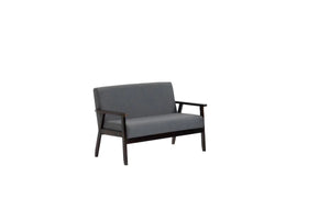 English Elm Bari Mid-century Modern Loveseat with Espresso Wood Arms and Foam Cushion Support Dark Gray B2749P413363