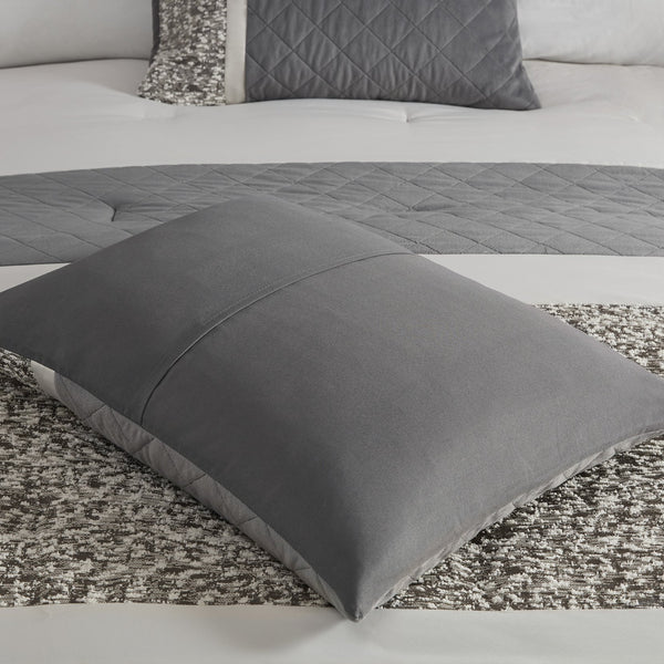 English Elm 5 Piece Textured Jacquard Stripe Comforter Set For King/Cal King Beds With Luxe Throw Pillows B035P280387