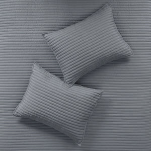 English Elm 8 Piece Printed Seersucker Comforter & Quilt Set In Yellow/Gray For Full/Queen – Cozy & Stylish! B03597254