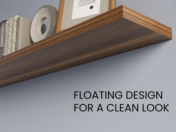 English Elm Greer Floating Shelf Melamine Set of 2 — Slim 47.3" Wall-Mount Shelves for Modern Minimalist Rooms Walnut 47.2 L x 10.2 W x 3.5 H B128P375281