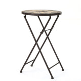 Christopher Knight Home® - Noble House - Silvester Outdoor Beige and Black Stone Side Table with Iron Frame