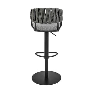 English Elm Blaise Swivel Barstool Adjustable Gas Lift Counter Seat Gray Fabric Black Metal Frame B2736P464827