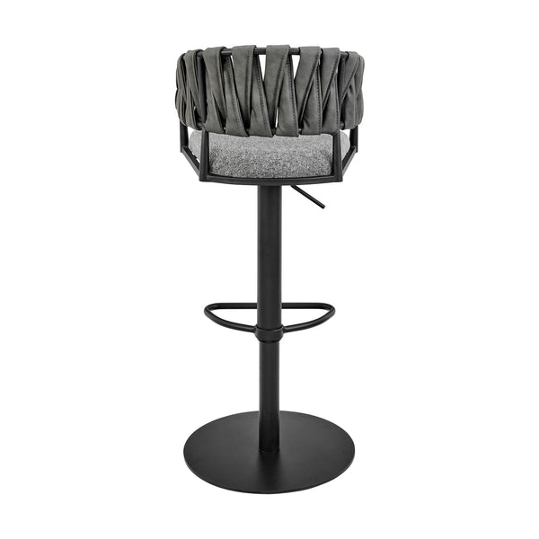 English Elm Blaise Swivel Barstool Adjustable Gas Lift Counter Seat Gray Fabric Black Metal Frame B2736P464827