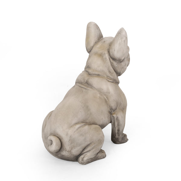 English Elm Christopher Knight Home® - DOG French Bulldog Garden Sculpture Cast Stone Outdoor Accent with Antique Wash, Durable Charm Gray 70293.00GRY