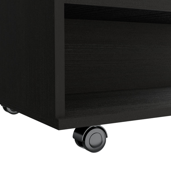 English Elm Portland Lift Top Coffee Table with Rolling Casters, Hidden Storage Compartment & Open Shelf Design Black 27 L x 25 W x 5 H B128P148965