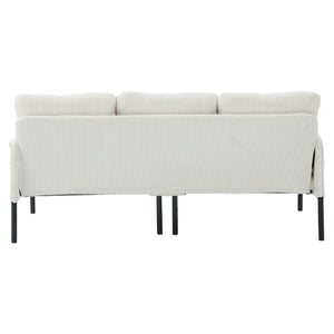 English Elm United We Win Corduroy Loveseat Plush Ergonomic Sofa with Spring Support Metal Legs Beige W1568P410043