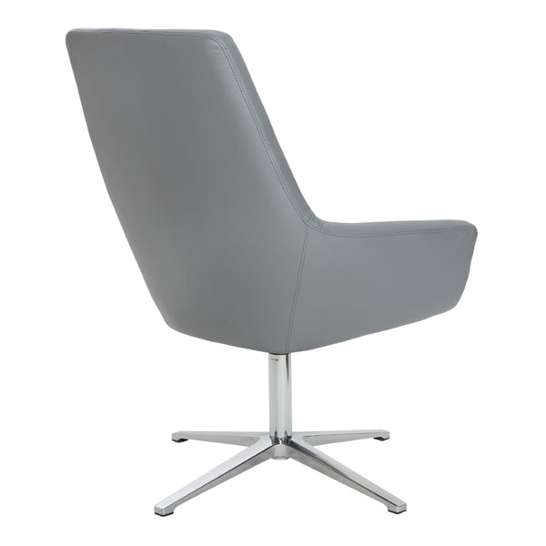 OSP Home Furnishings Modern Scoop Office Chair Faux Leather Ergonomic Swivel Seat with Polished Aluminum Base FL80228AL-U42