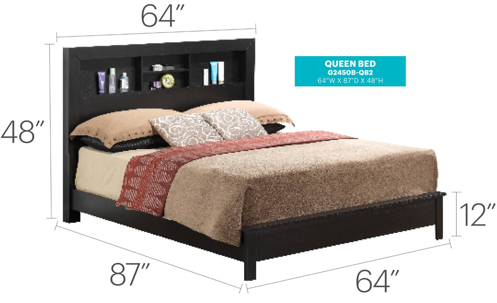 English Elm Stylish Black Bed Frame For Modern Elegance, Comfort, And Versatile Bedroom Décor - Sturdy Design! B078S00251-GIGA