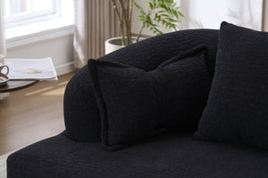 English Elm (old Sku W2231p392100) Chenille Sleeper Sofa Foldable Convertible Loveseat with Four Pillows Black W2231P466738