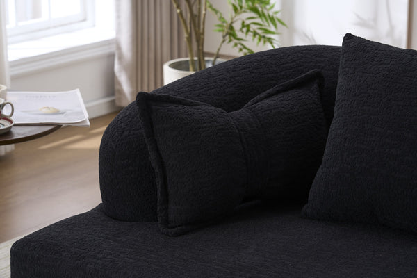 English Elm (old Sku W2231p392100) Chenille Sleeper Sofa Foldable Convertible Loveseat with Four Pillows Black W2231P466738