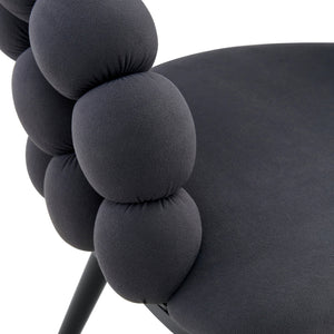 English Elm Set of 2 Sculptural Bubble Backrest Velvet Dining Chairs with Matte Black Legs W3875P370928