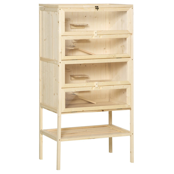 English Elm Pawhut 5-Tier Wooden Hamster Cage - Spacious Multi-Level Habitat With Easy Access And Storage Shelf W2225P217532-GIGA