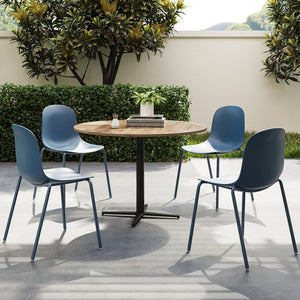 English Elm Modern Molded Plastic Stackable Dining Chairs Set of 4 with Slim Metal Legs Indoor Outdoor T3623P433664