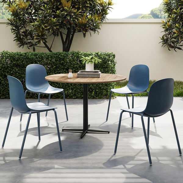 English Elm Modern Molded Plastic Stackable Dining Chairs Set of 4 with Slim Metal Legs Indoor Outdoor T3623P433664
