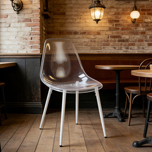 English Elm Dining Chair Set of 4 Ghost Style Acrylic Seat with Slim Metal Legs for Modern Spaces W234P417568