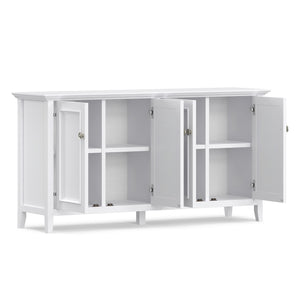 English Elm Amherst Shaker Pine Sideboard Wide Four Door Storage Cabinet for Dining Hallway White B136P481649