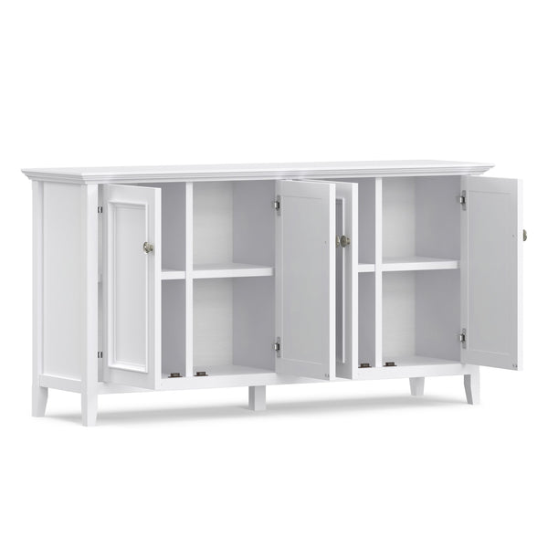English Elm Amherst Shaker Pine Sideboard Wide Four Door Storage Cabinet for Dining Hallway White B136P481649