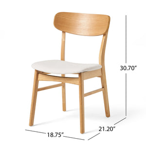 English Elm [video] Set of 2 Minimalist Dining Chairs with Cushioned Seats and Oak Rubberwood Legs N759P371095K