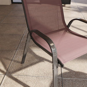 English Elm Outsunny Stackable Patio Dining Chair Set 4 Mesh Seat Steel Frame Backyard W2225P485581
