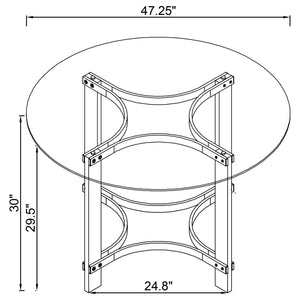 English Elm Uptown Round Glass Top Acrylic 5 Piece Dining Set with Chrome Sled Chair Bases B062S01784